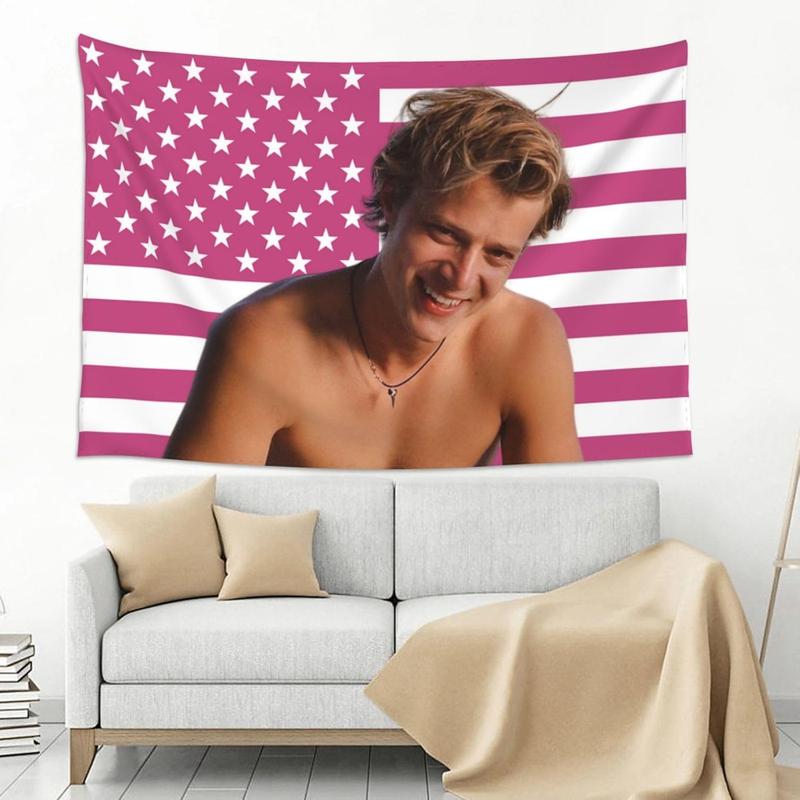 JJ Maybank Pink American Flag Poster Tapestry For College Dorm Bedroom Living Room Office Party Decoration Maybank Merch Fan Gift