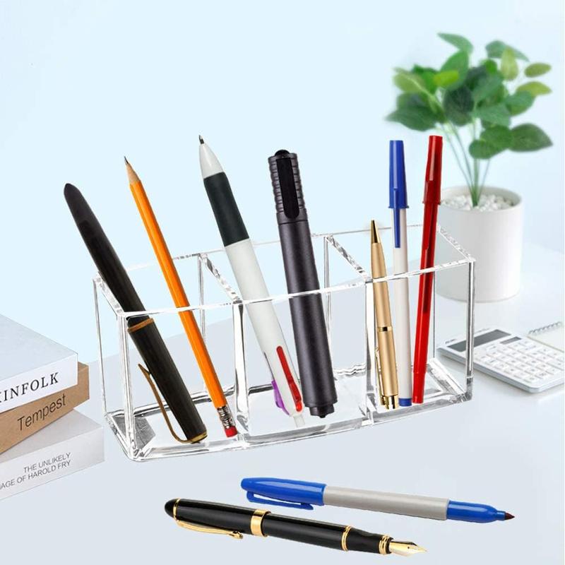 Clear Makeup Brush Organizer, Acrylic Cosmetics Brushes Storage Holders, Cute Pen and Pencil Holder for Desk Boxes