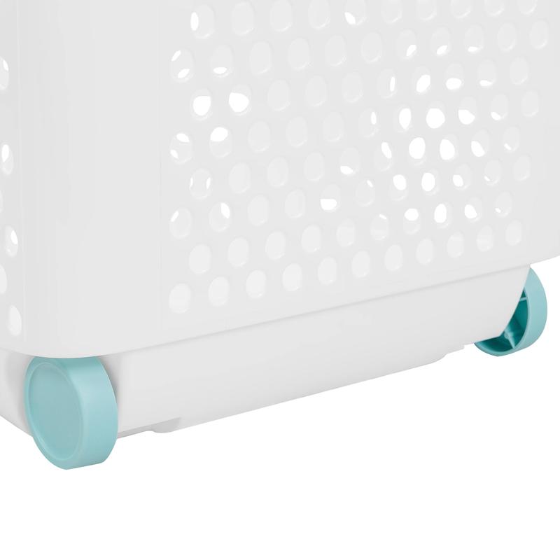 2 Bushel Rolling Plastic Laundry Hamper with Pop-up Handle, White, 2 Pack Organiser