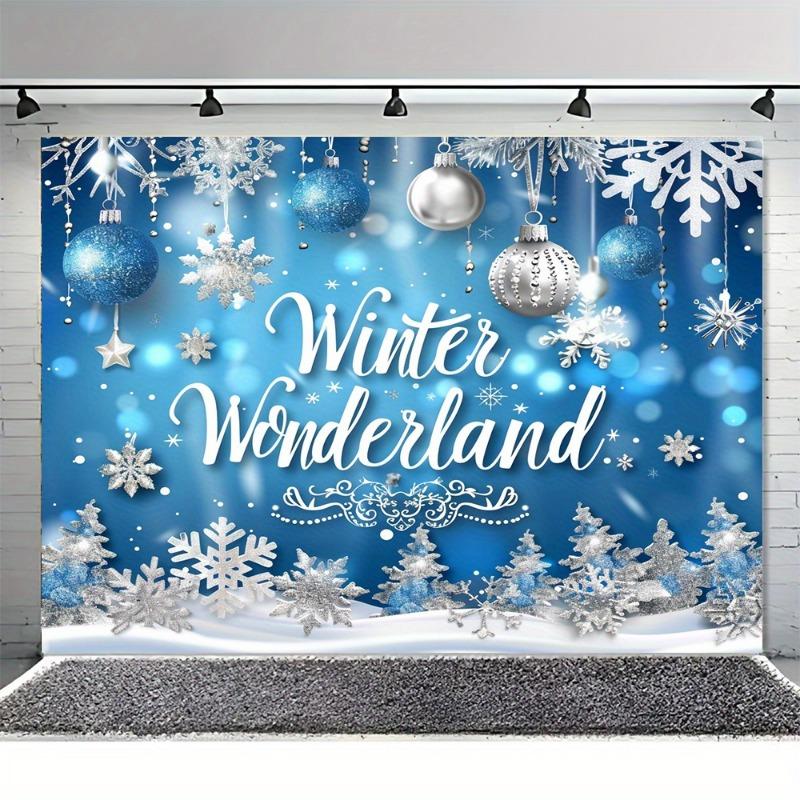 Festive Winter Wonderland Christmas Snowflake Decorative Backdrop Ornaments Indoor Outdoor Party Decoration, Photography Studio Props Banners