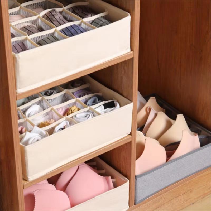 Underwear Organizer, 1 Count Collapsible Bra & Panty Storage Box with Compartments, Sock Organizer, Home Organizer for Bedroom