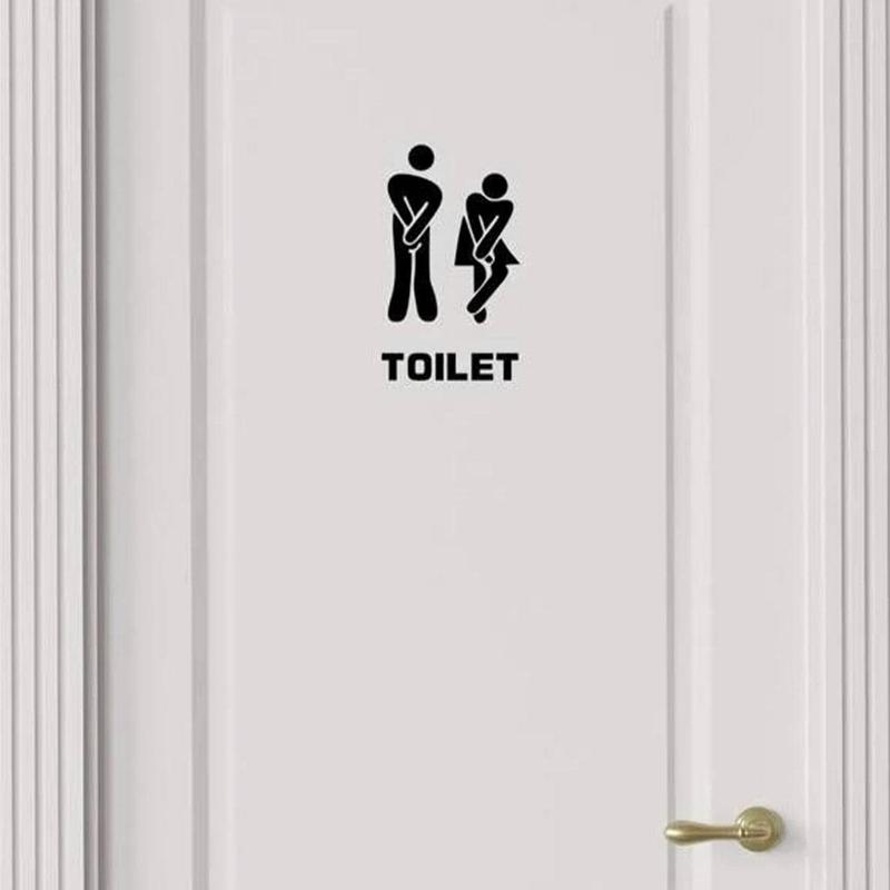 Toilet Door Sticker, 1 Count Creative Personalized Door Sticker, Toilet Sign for Bathroom, Home Decoration