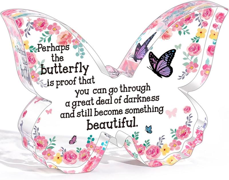 Inspirational Butterfly Acrylic Plaque, Motivational Gifts for Women, Coworkers, Friends – Encouragement, Cheer Up, Uplifting Positive Butterfly Decor