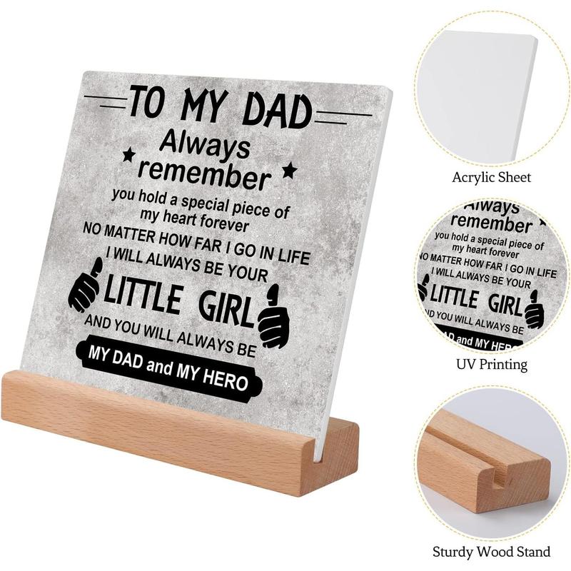 Gift for Dad from Daughter, Dad Christmas Birthday Gift Acrylic Plaque, Dad Gifts for Christmas Desk Decorative Sign for Home Office