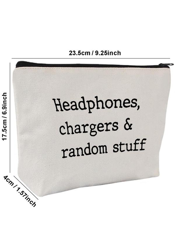 Letter Pattern Case, 2024 New Style Casual Storage Bag, Chargers and Cables Bag, Personalized Charger Pouch, Dad Gift for Father's Day, Men Birthday Present