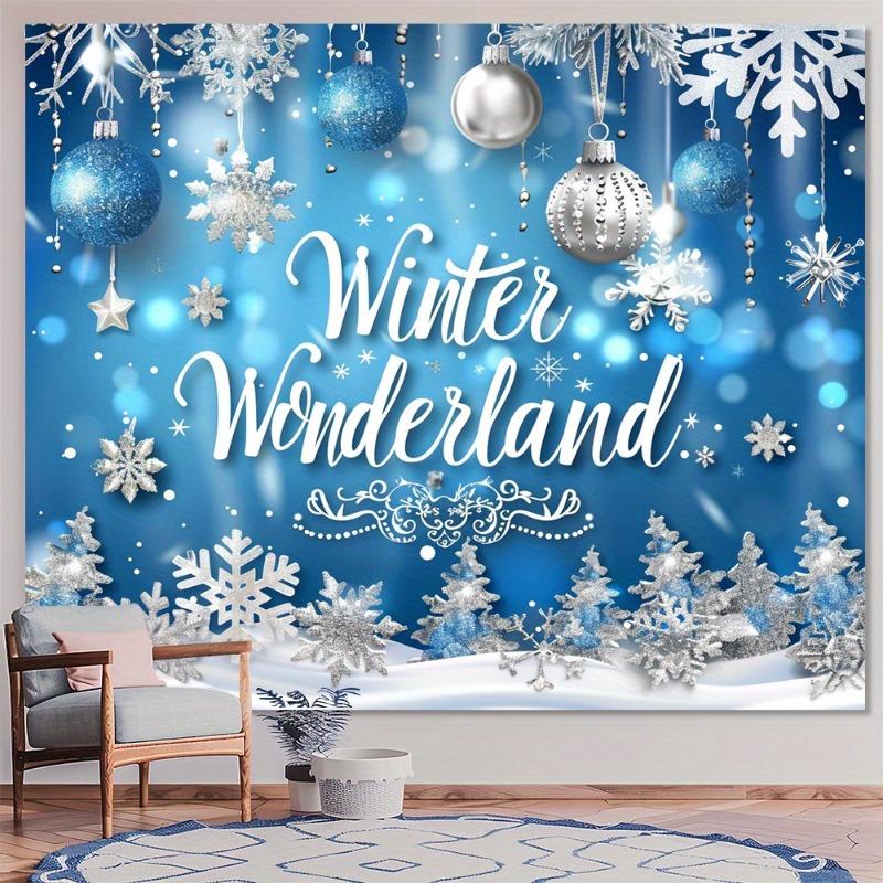 Festive Winter Wonderland Christmas Snowflake Decorative Backdrop Ornaments Indoor Outdoor Party Decoration, Photography Studio Props Banners