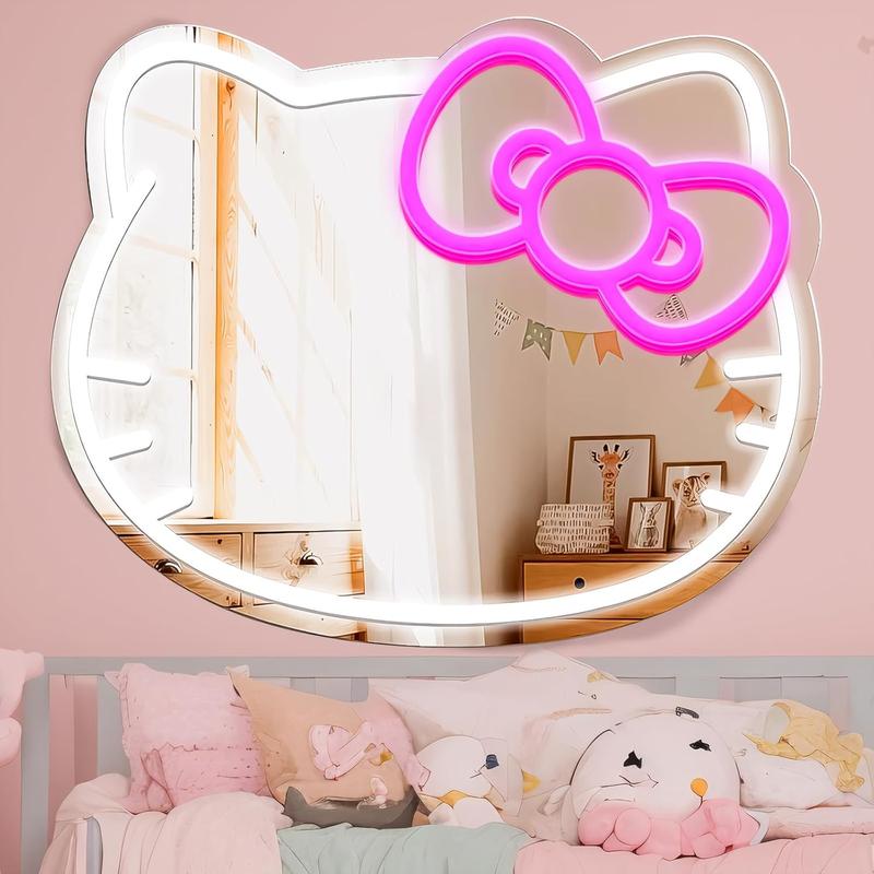 Neon Light Hello Kitty Acrylic Mirror Reflective Room Decoration Sanrio Plastic