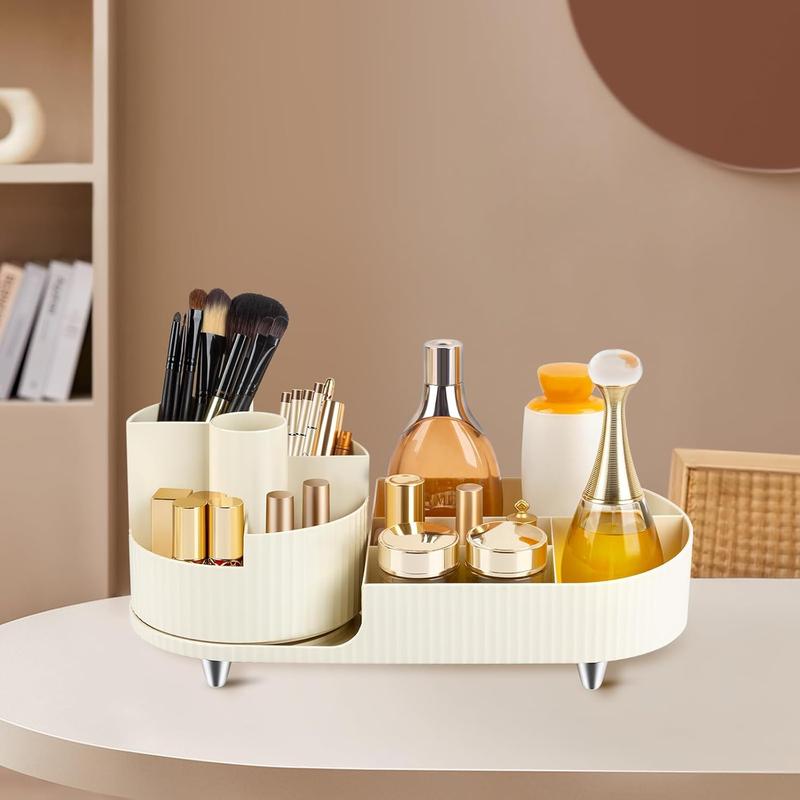 Makeup Organizer Countertop Rotating Makeup Organizer for Vanity Large Capacity Cosmetic Display Case with Makeup Brush Holder Cosmetic Organizer Countertop