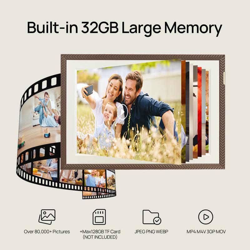 ARZOPA Digital Picture Frames 10.1 Inch Classic CD Record Design Smart WiFi Digital Photo Frames 32GB with 1280x800 IPS Touch Screen Gift for Friends and Family Auto-Rotate and Slideshow Display Both Photos and Videos, Christmas Gift New Year Gift