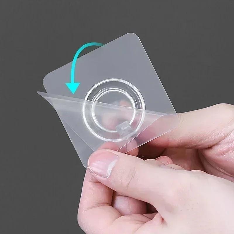 Transparent Self Adhesive Hooks, 10pcs  Strong Sticky Hooks, Key Storage Hanger for Kitchen Bathroom Door Wall