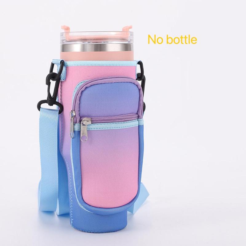 Water Bottle Storage Bag, 1 Count Water Bottle Holder with Phone Pocket and Strap, Tumbler Storage Bag for Home Office Outdoor