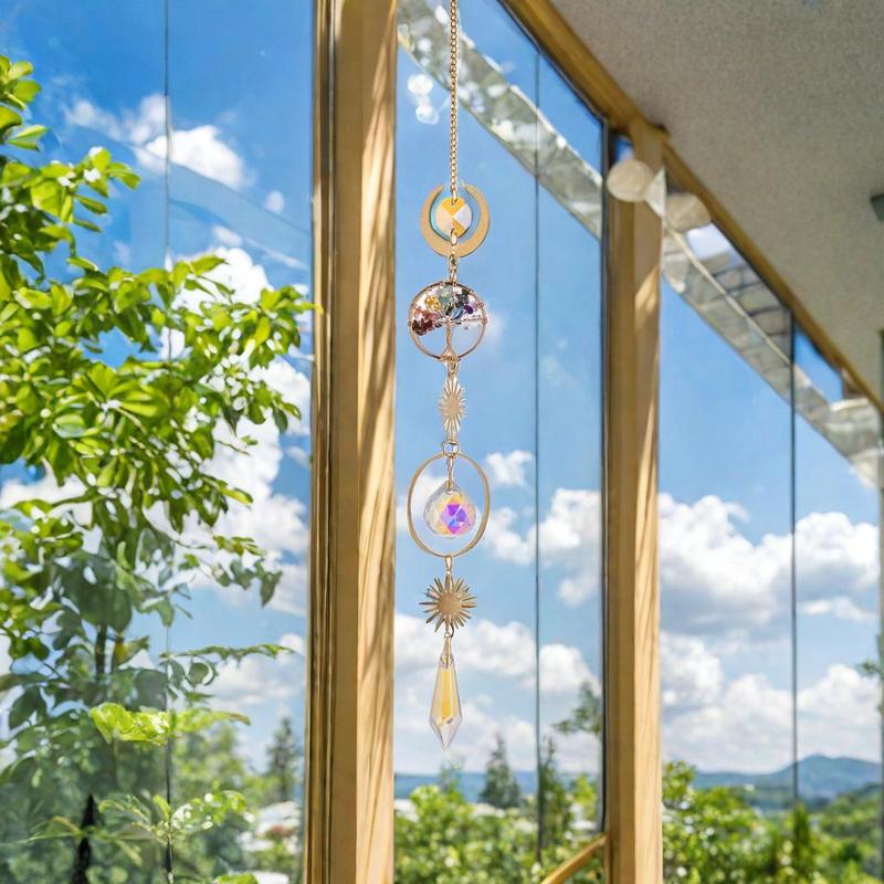 Sun Catcher, 1 Count Window Hanging Sun Catcher with Artificial Crystal, Indoor Hanging Decor for Home Living Room Bedroom