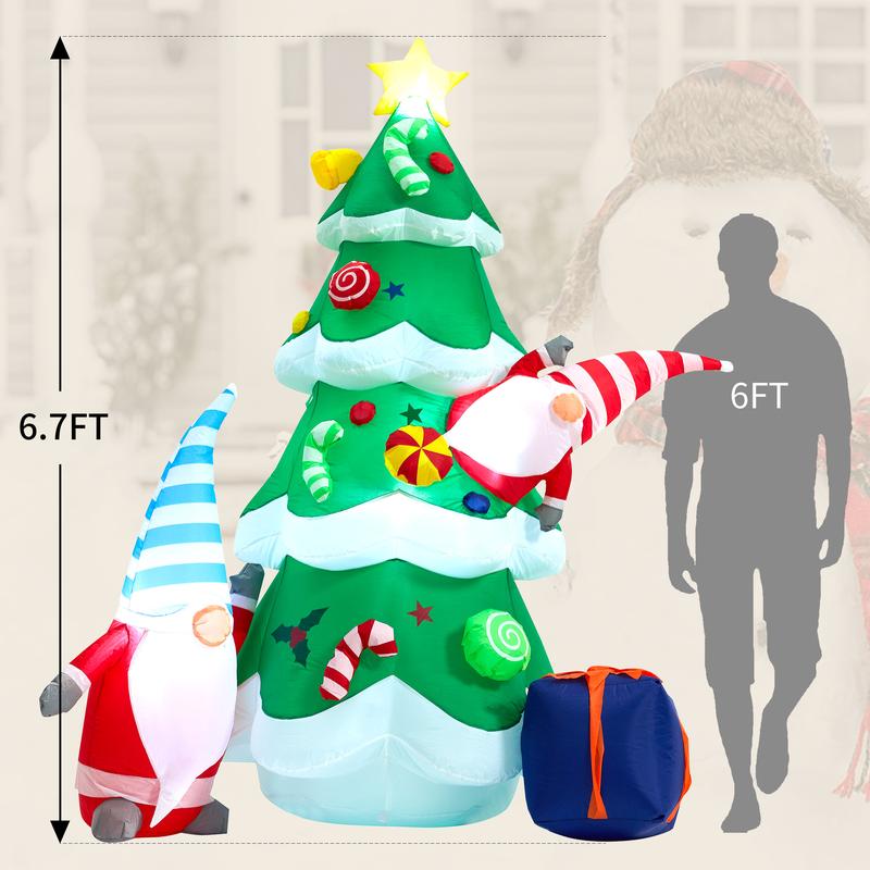 SUNGIFT 7FT Giant Inflatable Christmas Tree with Santa Claus & Gift Box - Indoor Outdoor Yard Decoration Ornaments