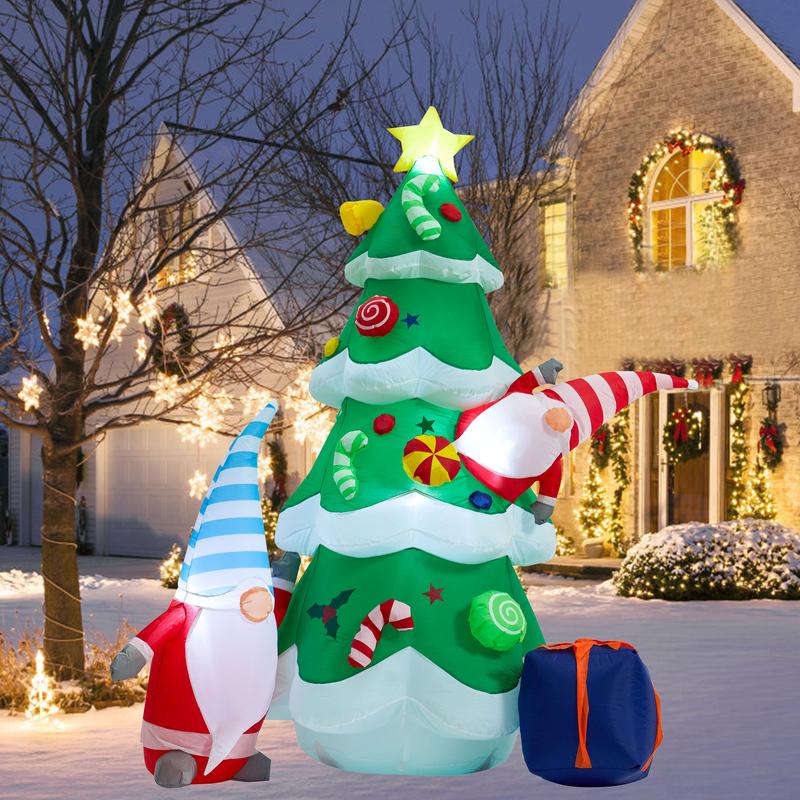 SUNGIFT 7FT Giant Inflatable Christmas Tree with Santa Claus & Gift Box - Indoor Outdoor Yard Decoration Ornaments