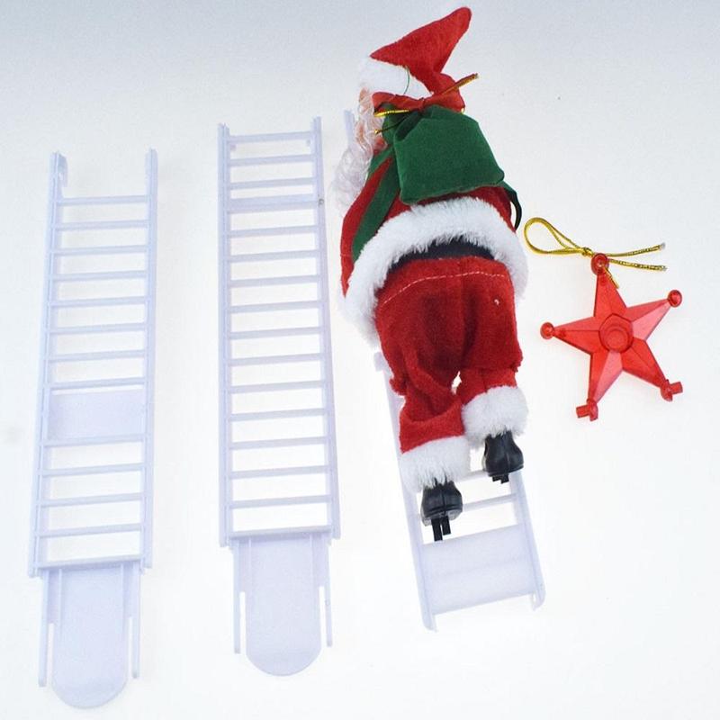 Santa Claus Design Christmas Decoration, 1 Count Battery Powered Climbing Ladder Santa Claus with LED Light, Music, Creative Christmas Ornament (without Battery)