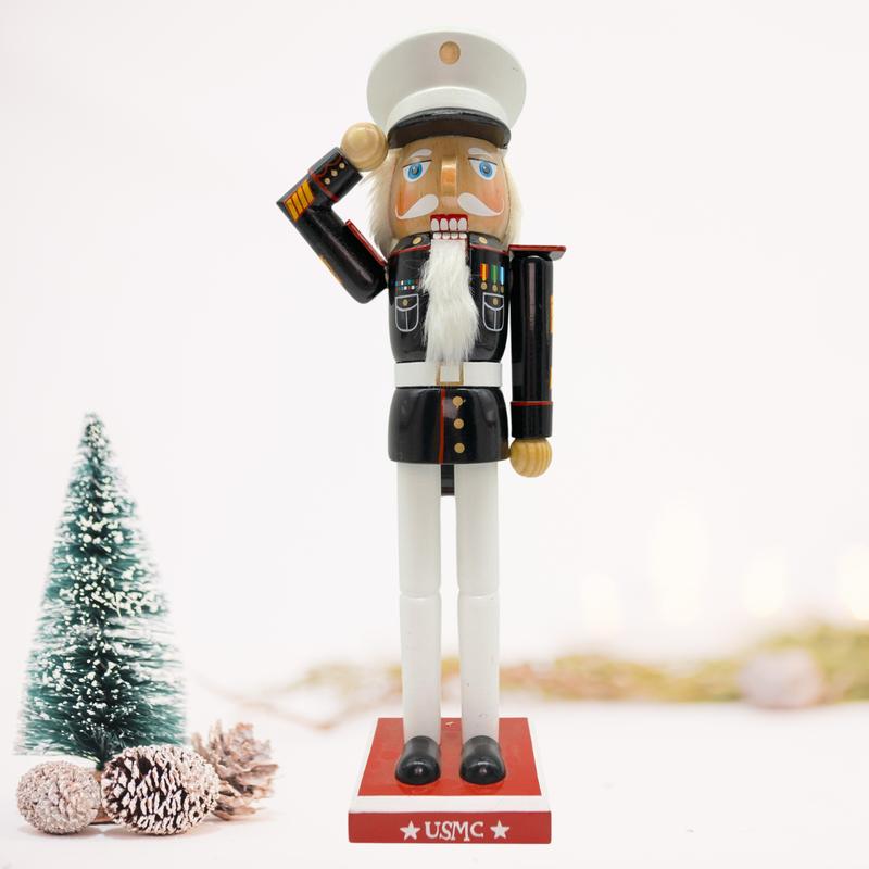 14IN Marine Corps Wooden Nutcrackers Christmas Decoration Figures Home Décor Gift Ornaments