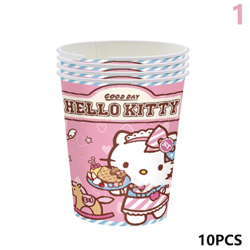 Cute Sanrio Hello Kitty Birthday Party Supply Cake Tablecloth Flag Decoration Disposable Tableware Kids Gifts Party