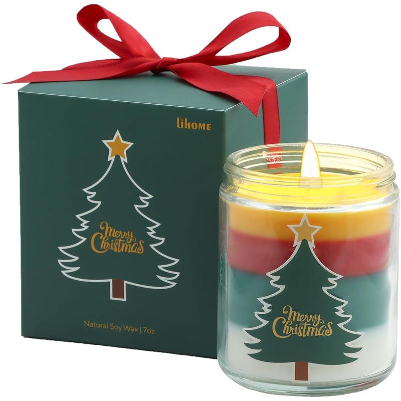 Christmas Candles - Christmas Gifts for Women, Aromatherapy Candle for Home Scented, Natural Soy Wax Pine Scented Candles Lihome