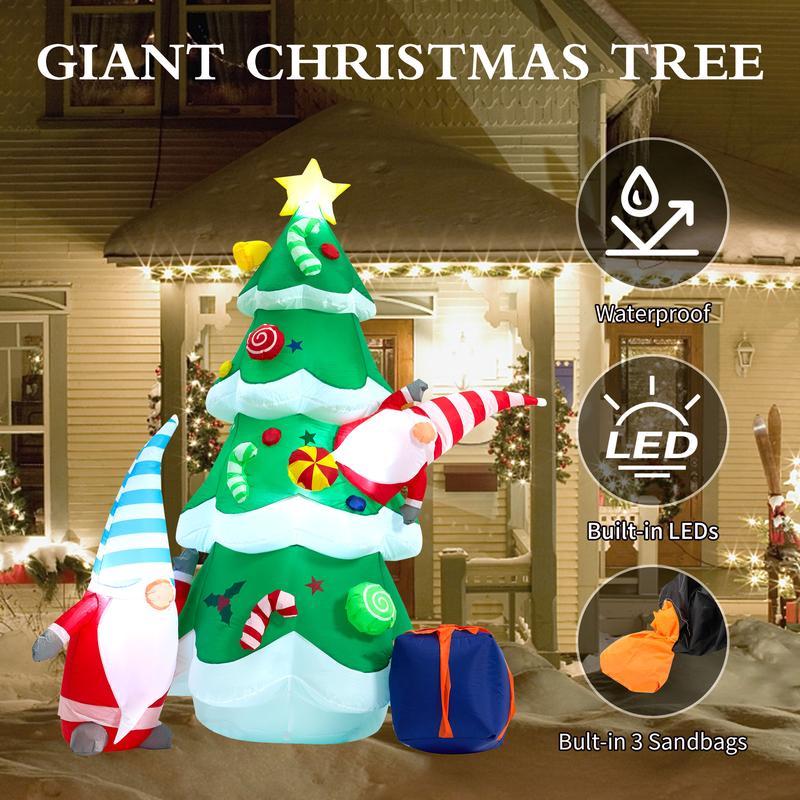 SUNGIFT 7FT Giant Inflatable Christmas Tree with Santa Claus & Gift Box - Indoor Outdoor Yard Decoration Ornaments