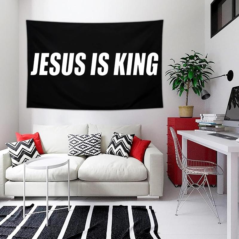 Jesus is King Flag,Polyester, Outdoor Faith Over Fear Banner, Patriotic Decoration