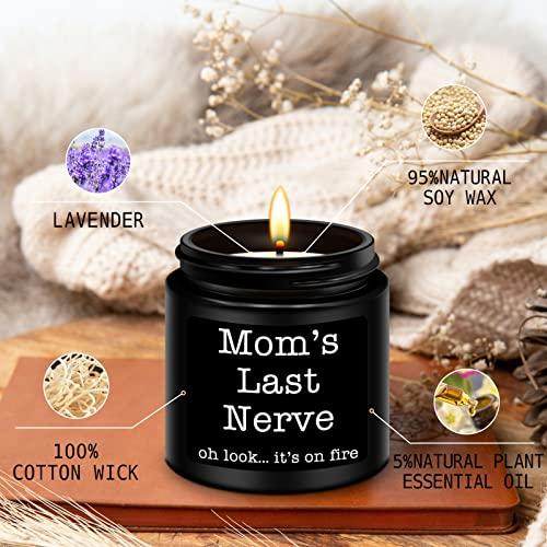 Mom's Last Nerve Candles Gifts for Mom, Unique Mom Gifts, Mothers Day, Valentines, Birthday Gifts for Mom from Daughters,Son,Lavender Scented Moms Last Nerve Candles