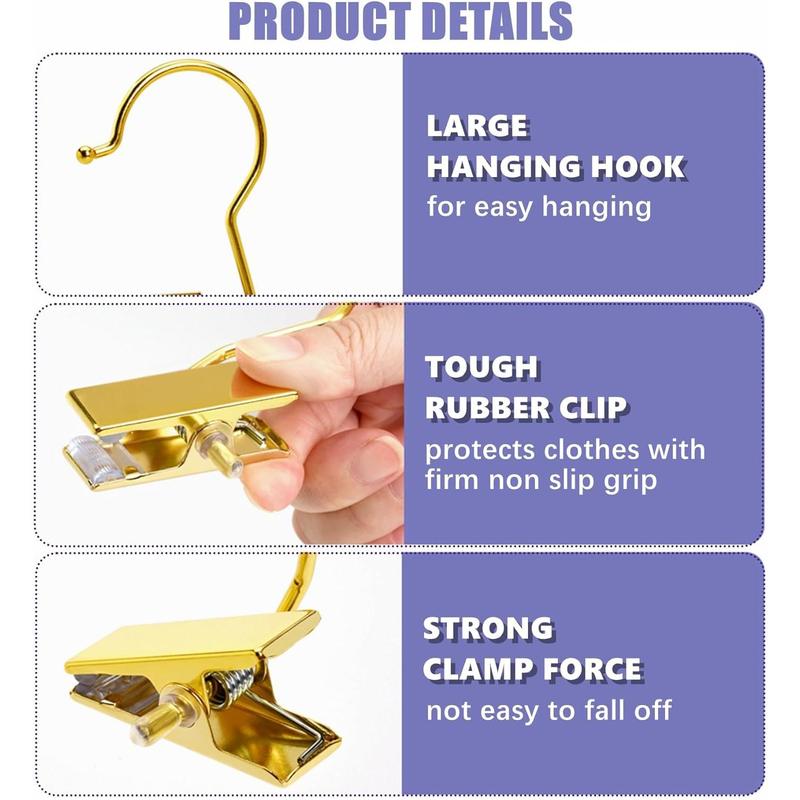 24 Pack Gold Boot Clips for Closet, Gold Boot Hangers with Hooks, Laundry Hooks, Clothes Pins, Portable Home Travel Hangers for Hat, Towels, Bras, Socks