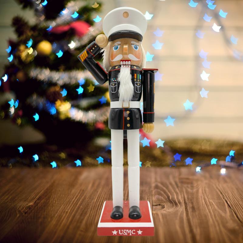 14IN Marine Corps Wooden Nutcrackers Christmas Decoration Figures Home Décor Gift Ornaments