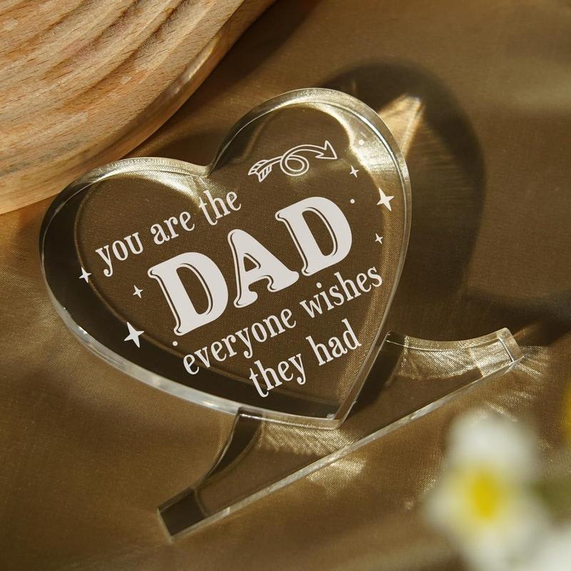 Gifts for Dad - Heart-shaped Acrylic Plaque Sign Decor, Dad Gifts for Fathers Day from Daughter Son, Dad Presents on Birthday, Christmas, Dad Engraved Keepsake