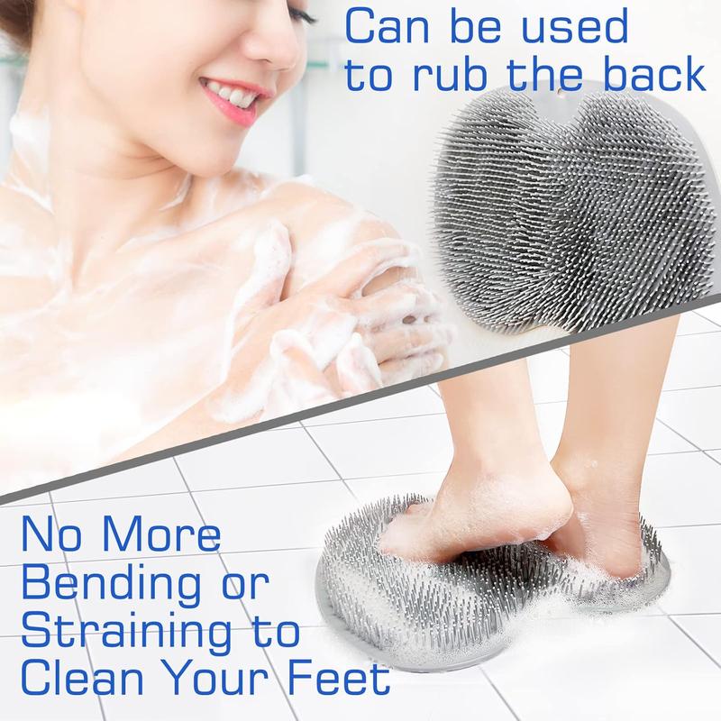 Shower Foot Scrubber Mat Back Washer Exfoliating Bath Wash Pad Wall Mounted Slip Suction Cups for Use in Cleaner Men and Women