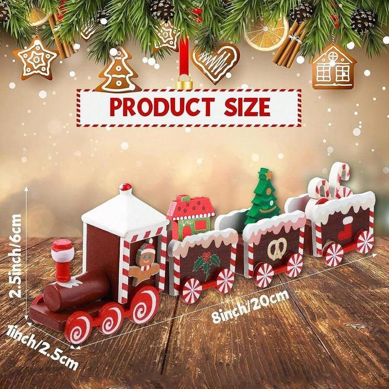 Christmas Train Design Ornament, 1 Count Mini Tree & Gingerbread Man Design Train Ornament, Holiday Party Desktop Decoration, Home Decor