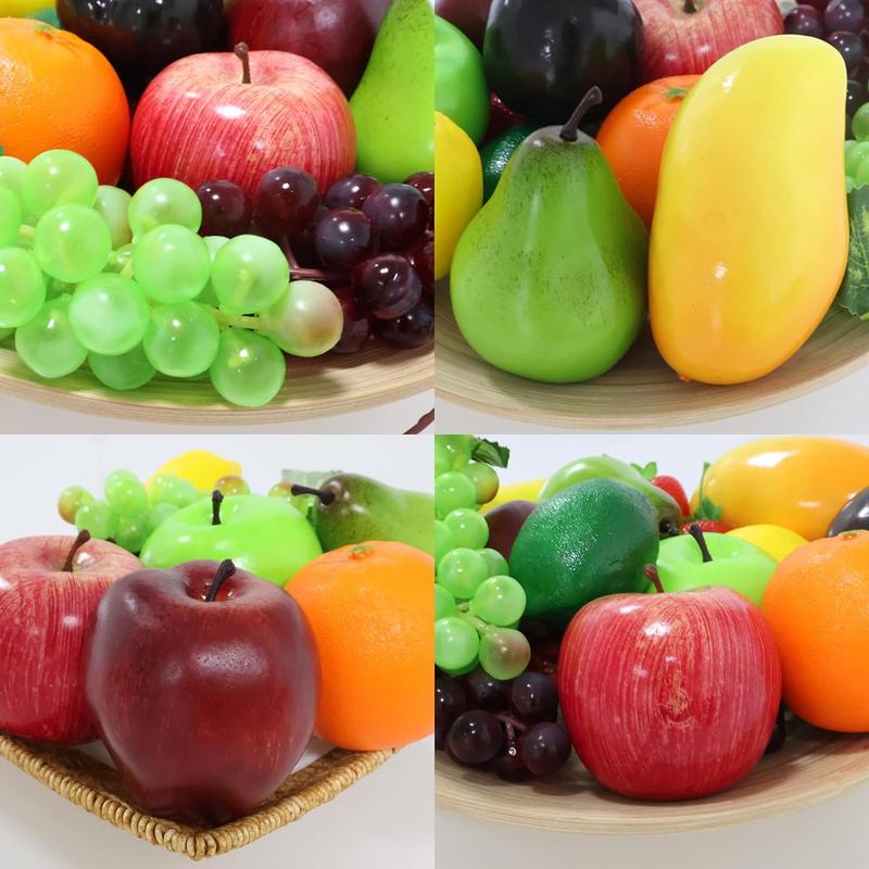 20 Pcs Fake Fruit Pack, Artificial Fruit for Decoration Party, Realistic Fake Fruits Table Centre Counts Decoration Home Kitchen, Lifelike Faux Fruits Bananas