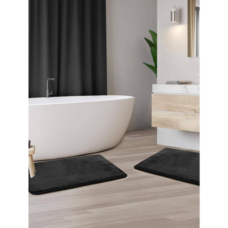 3Pcs Set Memory Foam Bath Mat, Plain and Classic, Suitable for Bathroom, Toilet, and Home Decor SHEIN