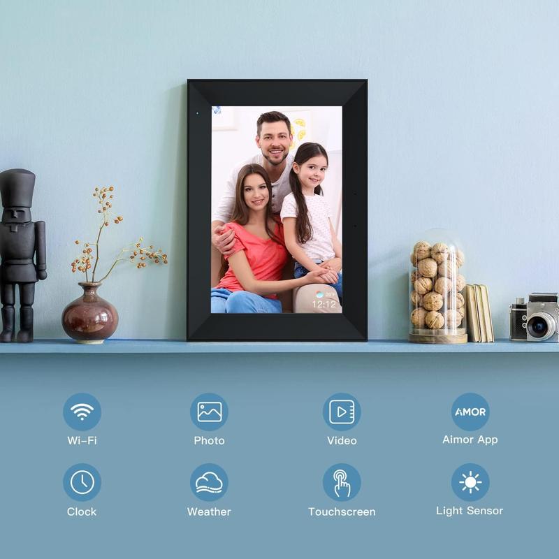 Digital Picture Frame 10.1 Inch WiFi Digital Photo Frame with IPS HD Touchscreen with 32GB Storage, Auto-Rotate Easy Setup to Send Photos or Videos Via AiMOR App from Anywhere