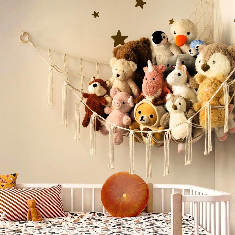 Stuffed Animal Storage Hammock or Net Corner - Large Toy Hammock Net for Stuffed Animals Room Decor