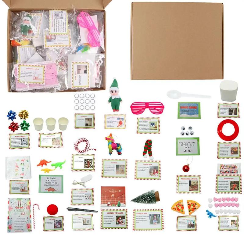 24-Day Christmas Elf Advent Calendar Kit, Fun Elf Activities Props, Christmas Elf Kits, Elf Kits Best Christmas Countdown Gift For The Children'S Or Friends And Family.