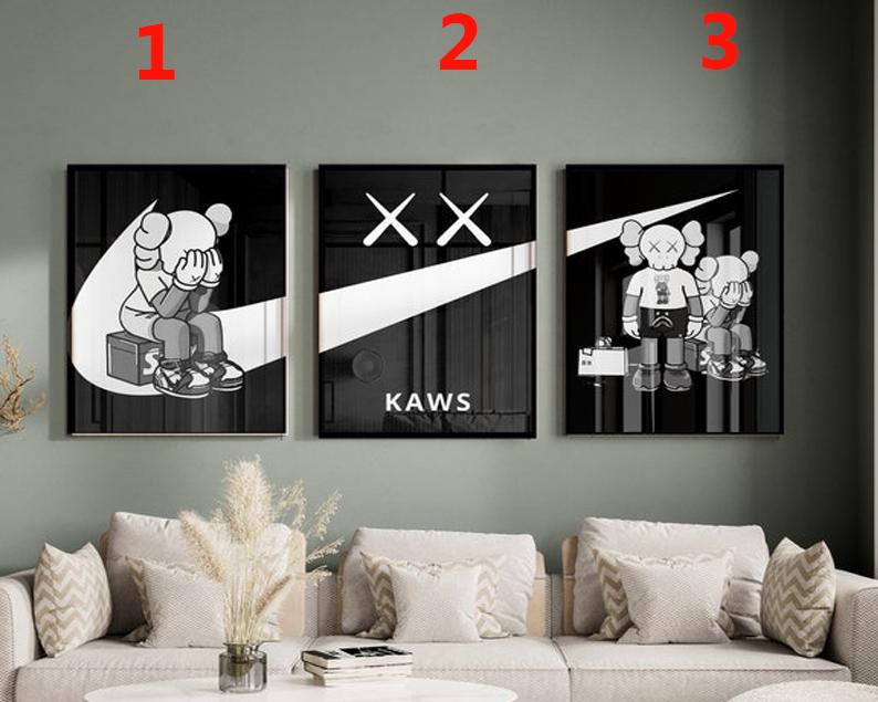 Hypebeast Kaws Poster set of 3,Printable kaws Graffiti print, Hypebeast Toys