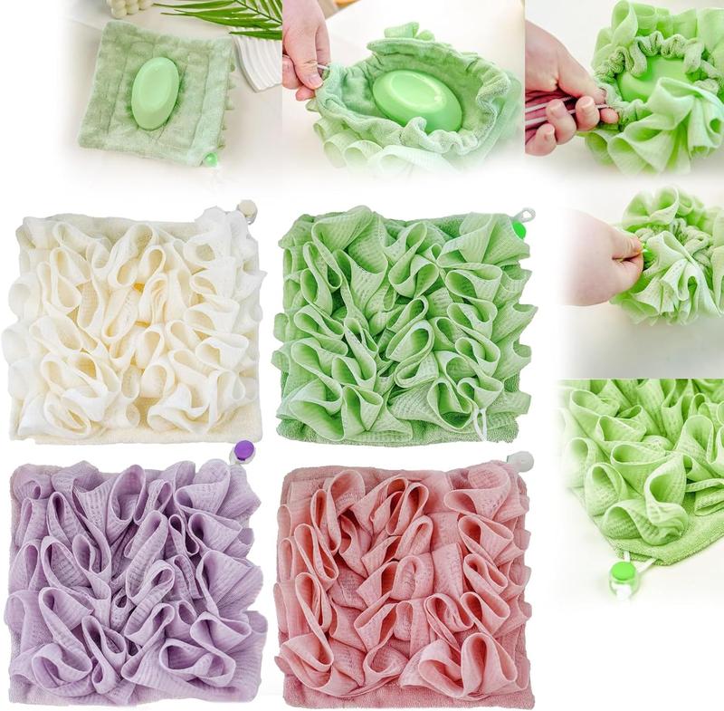 The Leafa Soft Loofah and Washcloth, Washcloth Loofah 2 in 1 Bath Loofah Sponge, Cleaning Personal Scrubber Shower Accessory