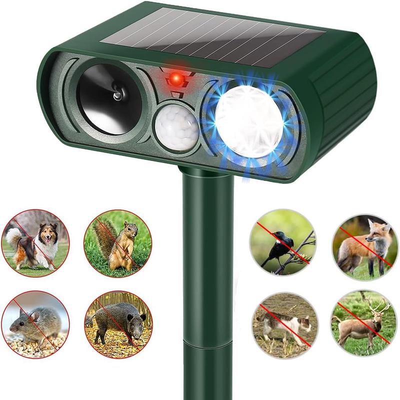 Animal Repellent Ultrasonic Animal Repellent Motion Sensor and Flashing Light Outdoor Weatherproof Farm Garden Lawn for Coyote Bird Skunk Snake Raccoon Rabbit Squirrel Cat Dog (1 Pack)