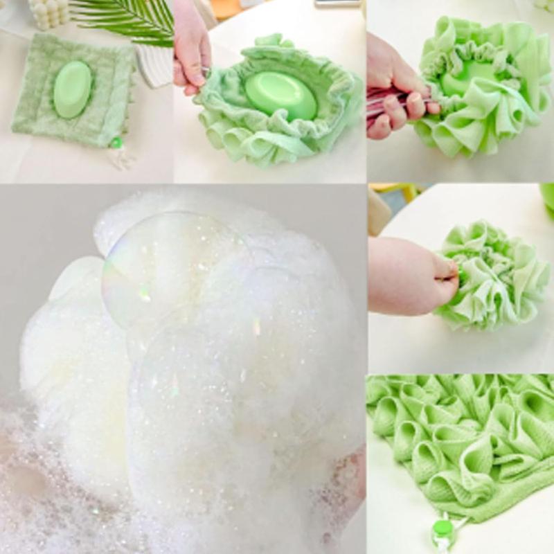 The Leafa Soft Loofah and Washcloth, Washcloth Loofah 2 in 1 Bath Loofah Sponge, Cleaning Personal Scrubber Shower Accessory