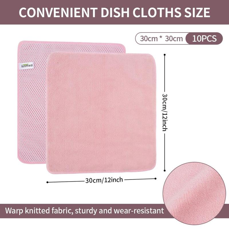 Microfiber Dishcloth (10pcs), Durable & Easy Cleaning Dish Towel, Kitchen Cleaning Cloth for Kitchen Cleaning, Home Cleaning