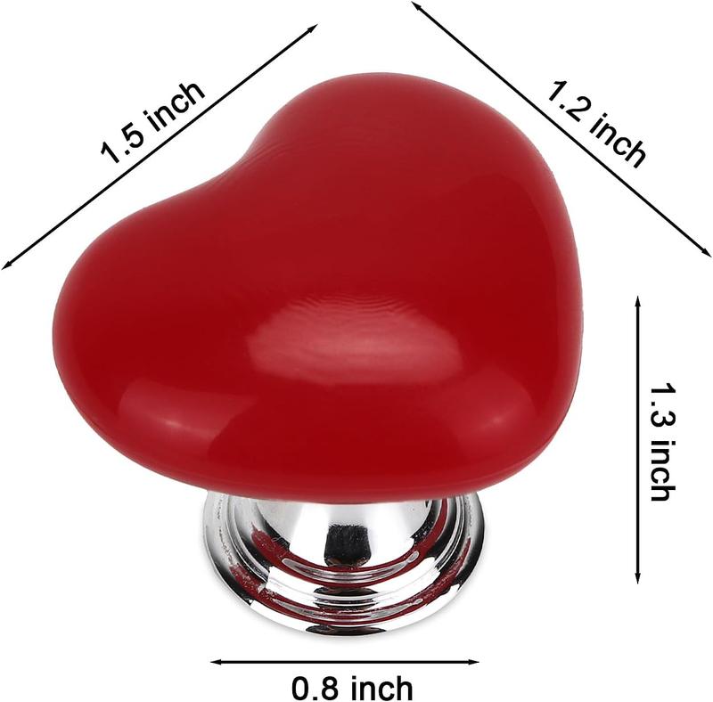 Love Heart Shaped Toilet Tank Button Toilet Press Tool Women Manicures Toilet Lid Cover Lifter Handle Sticky Drawer Pull Handle Toilet Flush Tank Button Aid Bathroom (Red)