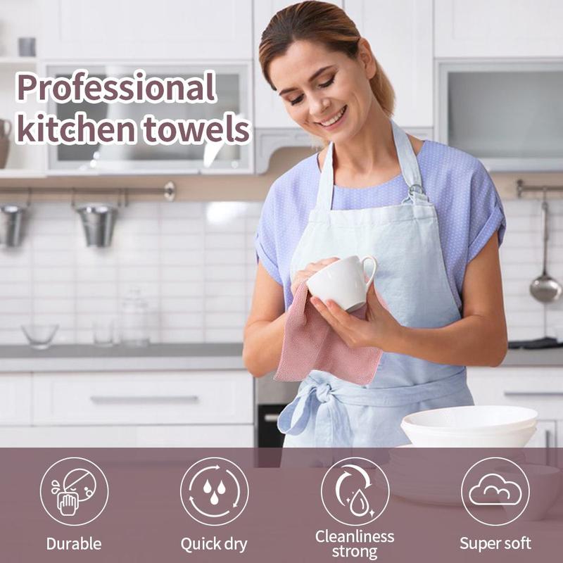 Microfiber Dishcloth (10pcs), Durable & Easy Cleaning Dish Towel, Kitchen Cleaning Cloth for Kitchen Cleaning, Home Cleaning