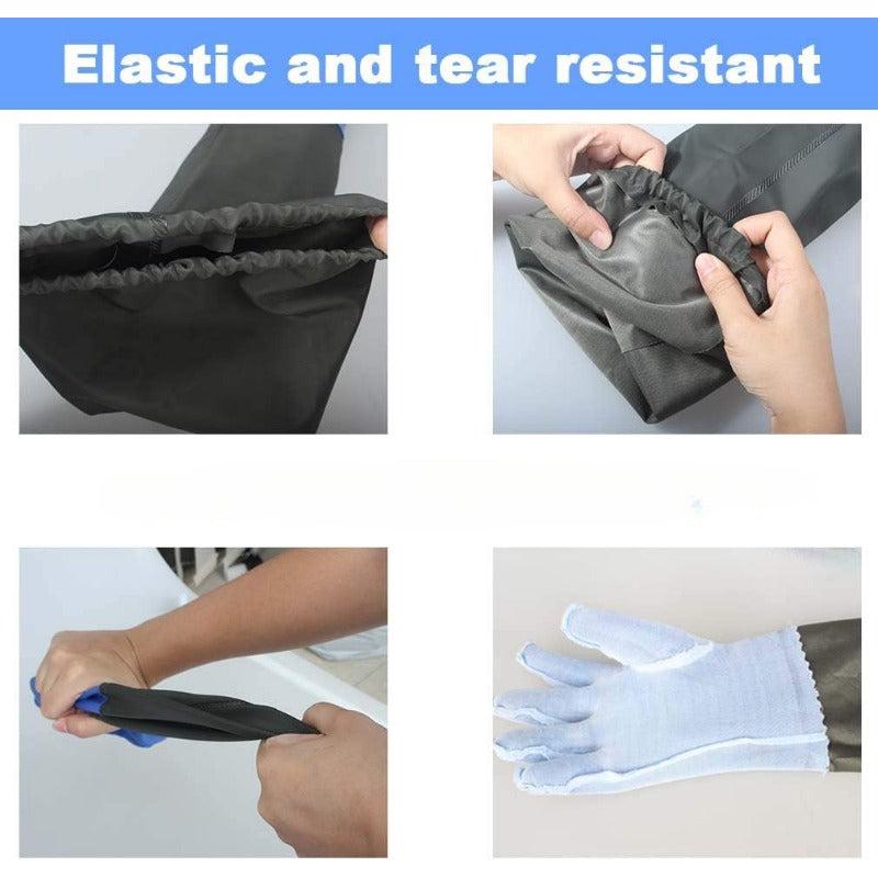 Rubber Gloves Elbow Length Resistant Gloves with Cotton Lining Waterproof Gloves, 25 inches, Large