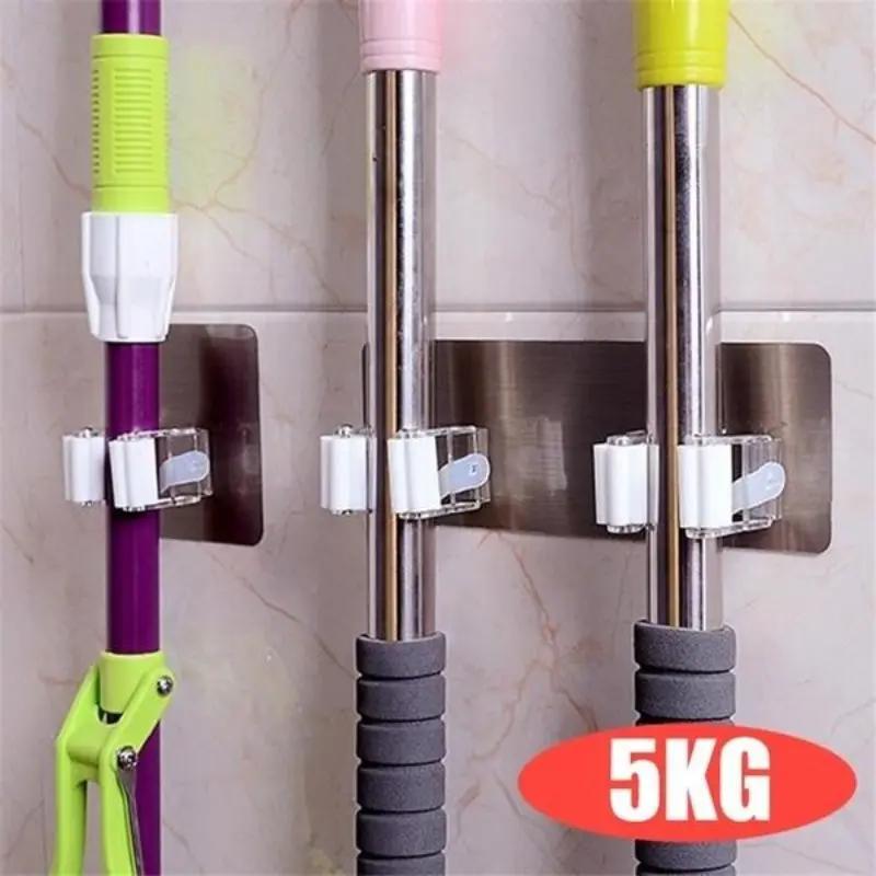 Mop Hook, 1 Count Adhesive Broom Holder Hook, Wall Mounted Stable Broom & Mop Holder