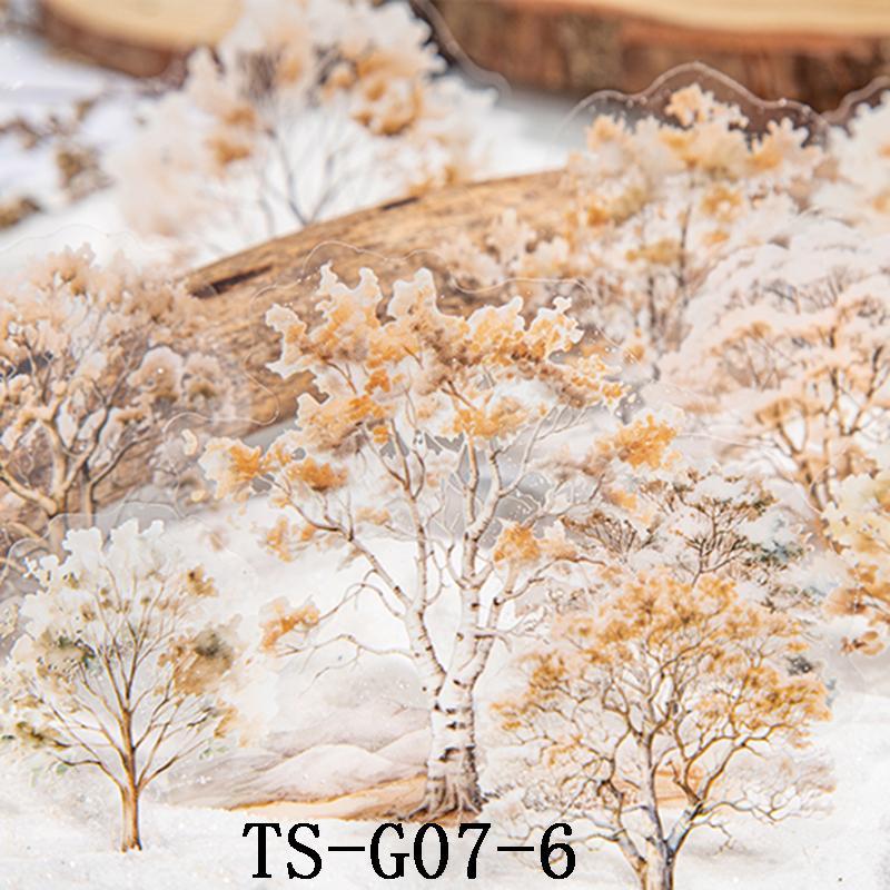 Winter Forest Tree Pattern Sticker, 20pcs pack Scrapbooking & Stamping Sticker, DIY Decorative Sticker for Stationery Computer Water Bottle, Christmas Gift