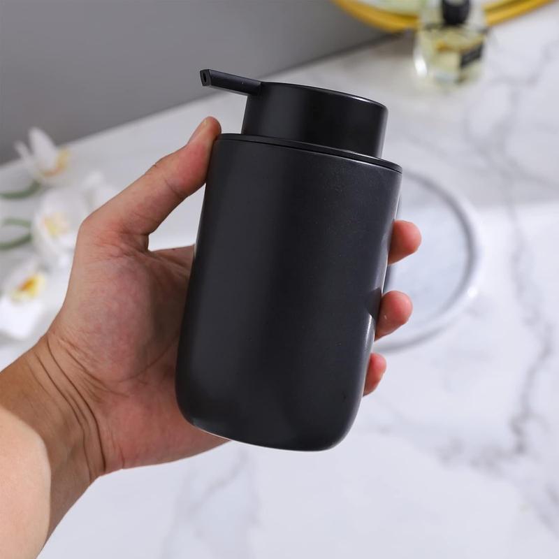 Foam Soap Dispenser Set - 2 Pack Black Ceramic Foaming Dish Hand Soap Dispenser with Black Pump for Bathroom, Bathroom Dispenser Set for Modern Home Farmhouse Decor