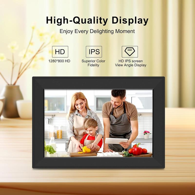 10.1 Inch WiFi Digital Picture Frame, Electronic Digital Photo Frame with Free and 1280 * 800 Touch Screen, Instantly Share Photos and Video