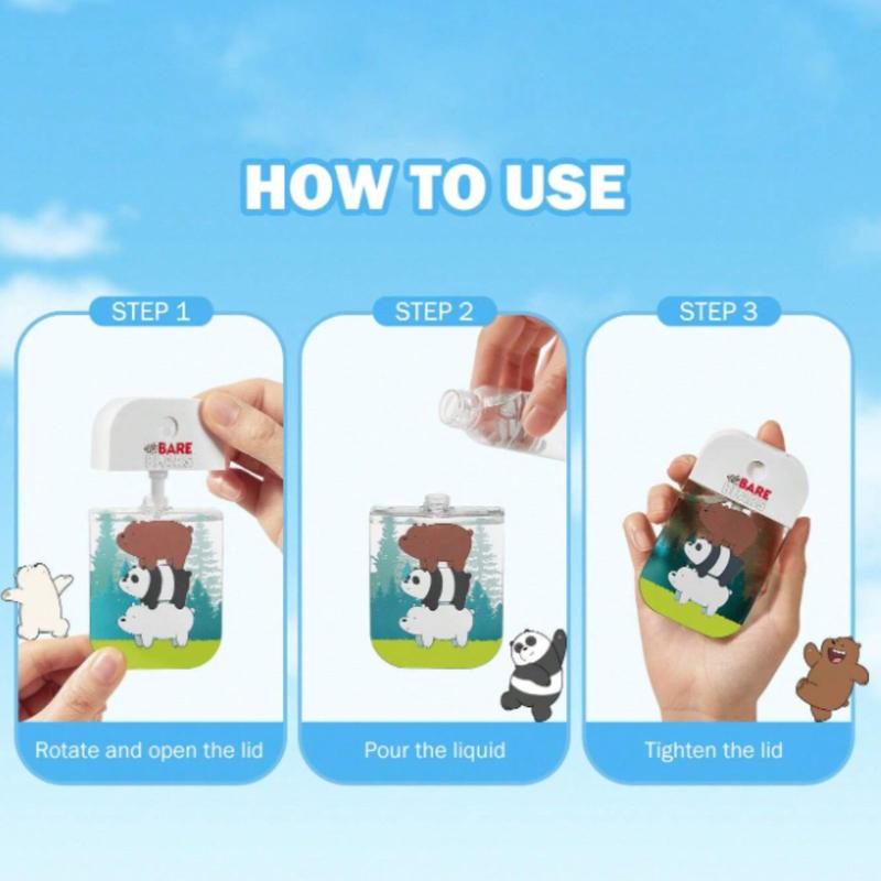 We Bare Bears X Cartoon Bear And Letter Print Portable Spray Bottle