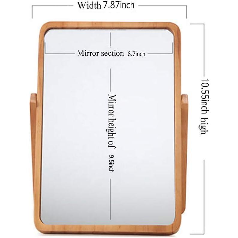 Desk Makeup Mirrors with Wood - Rectangle Wall-Mounted Mirrors Table Mirrors for Living Room Bedroom Birthday Gifts Decor