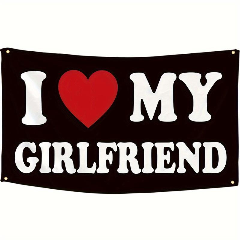 Christmas Gift -I Love My Girlfriend Flag Funny Tapestry Flags Dorm Wall Decorations Banner Girlfriend's Birthday Valentine's Day Gifts tapestry wall